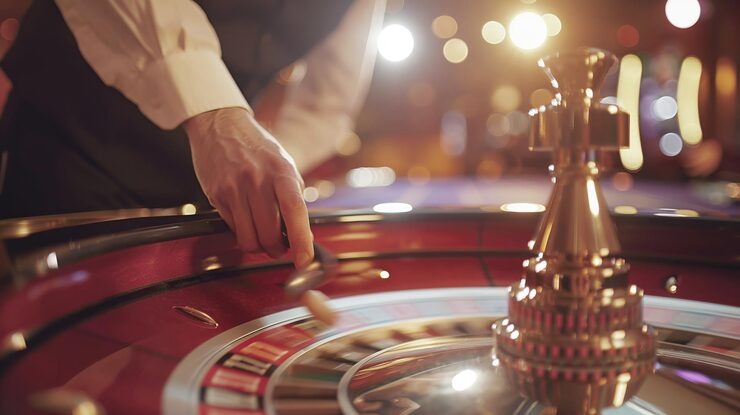Live dealer table with professional lighting and multiple betting positions